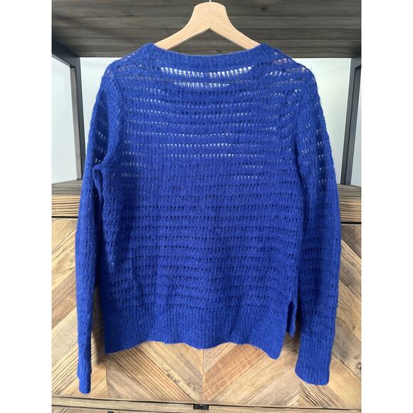 Rebecca Taylor Royal Blue Loose Weave Crewneck Alpaca and Mohair Sweater Small - Picture 4 of 4